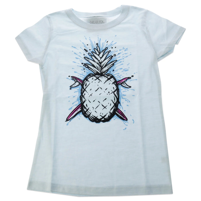 Kids Premium Crew Tee - Ananas - Ice Blue par DelSol pour enfants - 1 Pc T-Shirt (YL)