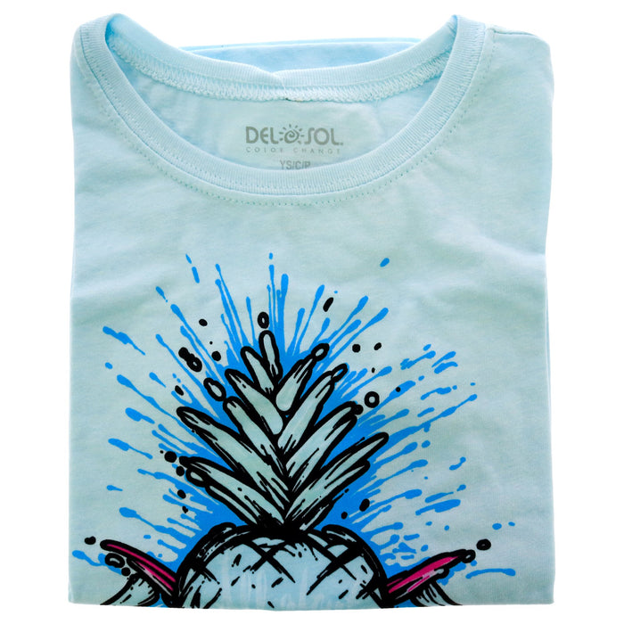 Kids Premium Crew Tee - Ananas - Ice Blue par DelSol pour enfants - 1 Pc T-Shirt (YL)