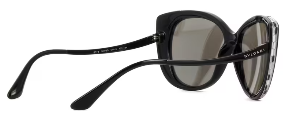 Bvlgari BV8178 901-6G - Black-Light Grey Silver by Bvlgari for Women - 57-15-135 mm Sunglasses