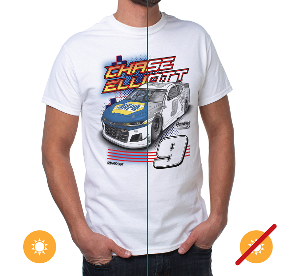 NASCAR Mens Classic Crew Tee - Chase Elliot - 1 White par DelSol pour homme - 1 Pc T-Shirt (XL)