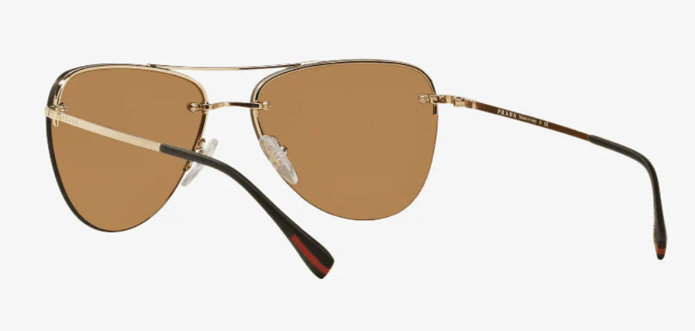 小物 PRADA Half-Lim sunglasses Prada PR A09S M (53 - 18) with Brown lenses and Violet frame