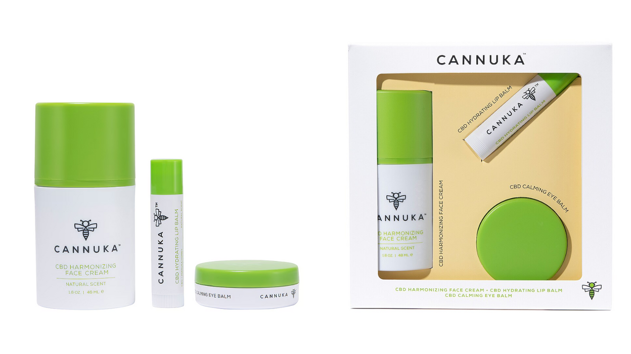 Kit hydratant pour le visage de Cannuka pour femme - Kit 3 pièces 1,6 oz de crème harmonisante pour le visage, 0,17 oz de baume pour les yeux apaisant, 0,15 oz de baume à lèvres hydratant