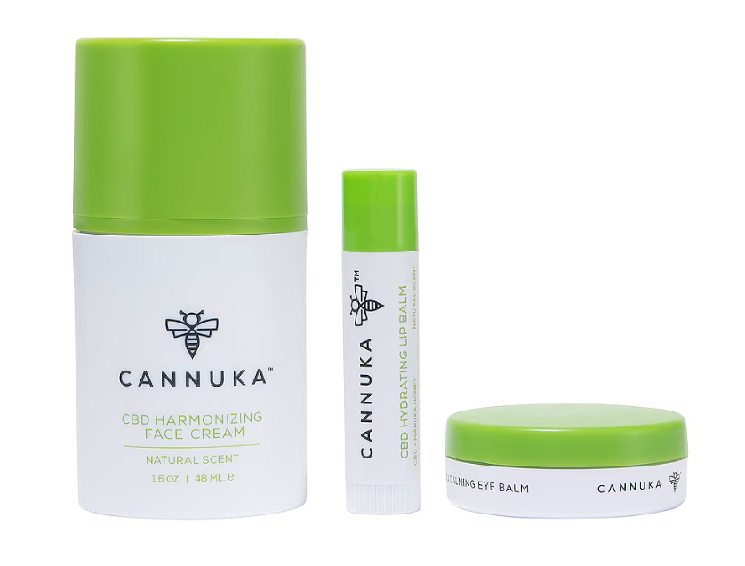 Travel Minis Kit by Cannuka for Women - 5 Pc 0.15oz CBD Hydrating Lip Balm, 1.6oz CBD Cleansing Body Bar, 0.17oz CBD Calming Eye Balm, 1.6oz CBD Nourishing Body Cream, 0.44oz CBD Skin Balm