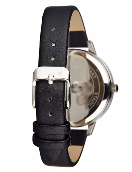 CRA016 La Animale - Silver/Black Leather Strap Watch by Charlotte Raffaelli for Women - 1 Pc Watch