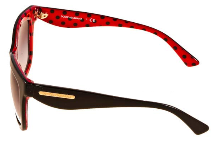 Dolce and Gabbana DG 4197 2871-8G - Noir-Pois Noir-Rouge-Gris Dégradé de Dolce and Gabbana pour Femme - 53-21-140 mm Lunettes de soleil