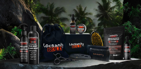 Locsanity BOLD Kit de barba, kit de crecimiento de barba, kit de cuidado de barba, aceite de crecimiento, bálsamo acondicionador, cepillo, peine, tijera para bigote, bolsa de almacenamiento, kit de cuidado y recorte de barba, regalos para hombres y él