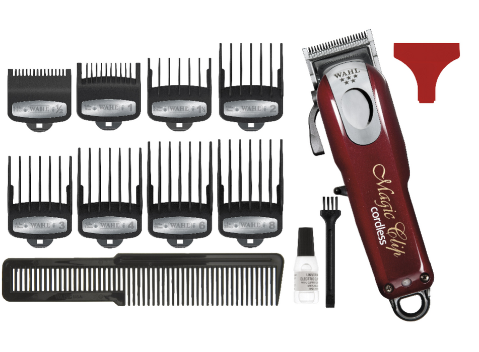 Wahl Professional Magic Clip Cordless Clipper - High-Performance Burgundy Edition for Precision Fades and Haircuts