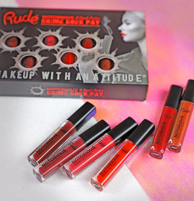 RUDE Crime Does Pay 6 Notorious Liquid Lip Color Set - Dark