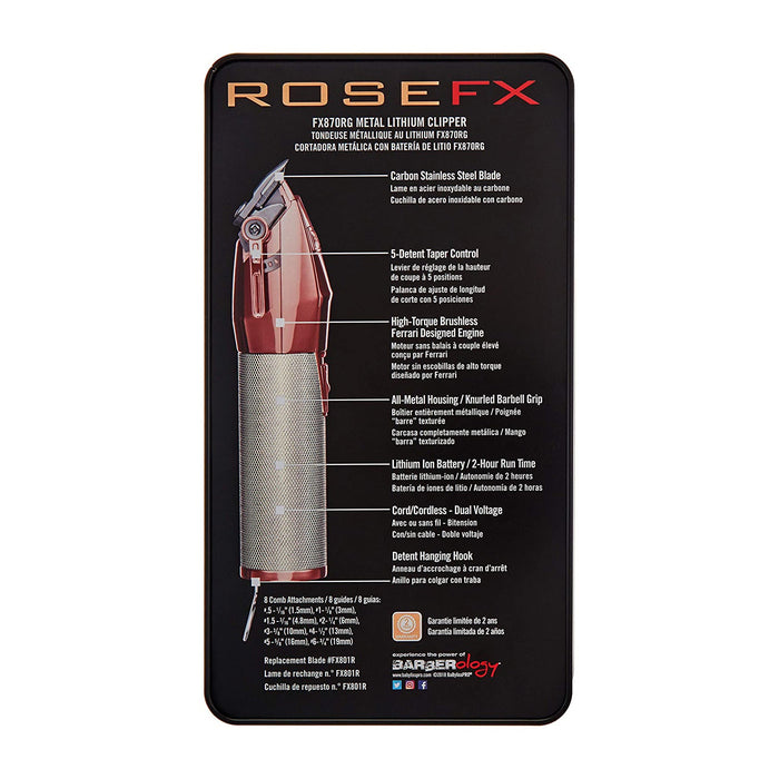 BaByliss PRO ROSEFX Clipper Model #BB-FX870RG