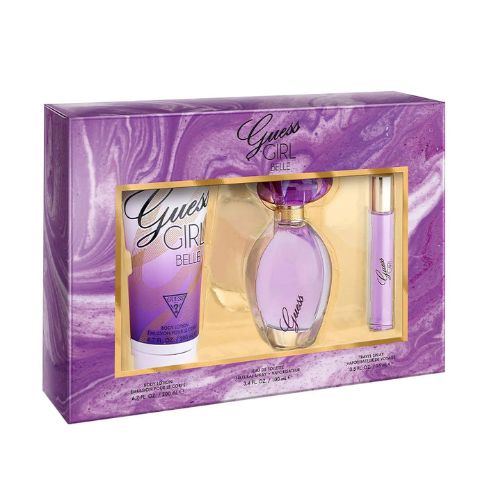 Guess Girl Belle by Guess for Women - 3 Pc Gift Set 3.4oz EDT Spray , 0.5oz EDP Travel Spray, 6.7oz Body Lotion