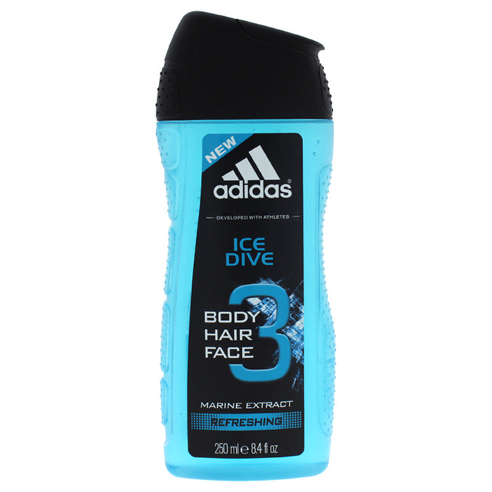 Ice Dive 3 Hair &amp; Body Wash Extrait marin rafraîchissant par Adidas pour homme - Gel douche 8,4 oz