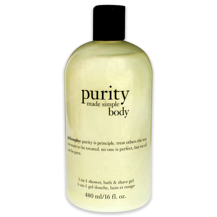 Gel de ducha y afeitado 3 en 1 Purity Made Simple Body de Philosophy para unisex - Gel de ducha y afeitado de 16 oz