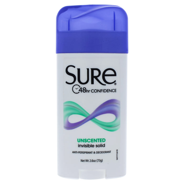 Desodorante y antitranspirante sólido invisible - Sin perfume de Sure para unisex - Desodorante en barra de 2,6 oz