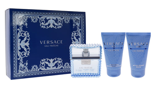 Versace Eau Fraiche by Versace for Men - 3 Pc Gift Set 1.7oz EDT Spray, 1.7oz Bath and Shower Gel, 1.7oz After Shave Balm