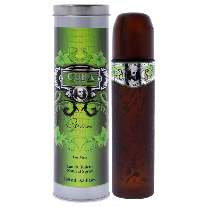 Cuba Green de Cuba pour hommes - Spray EDT de 3,3 oz