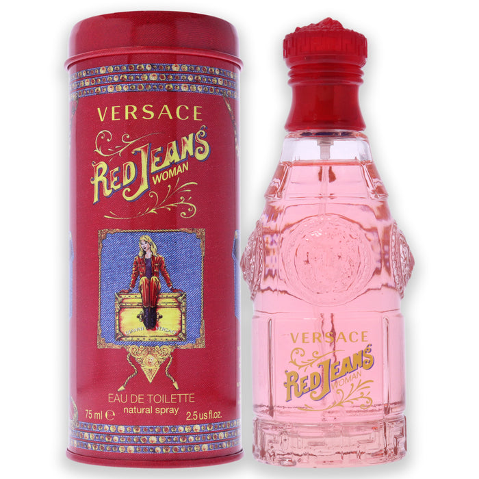 Vaqueros rojos de Versace para mujer - Spray EDT de 2,5 oz