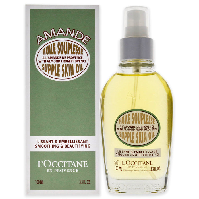 Aceite de almendras para la piel flexible de LOccitane para unisex - Aceite corporal de 3,4 oz