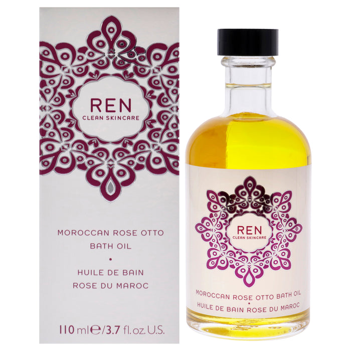 Aceite de baño marroquí Rose Otto de REN para unisex - 3,7 oz de aceite