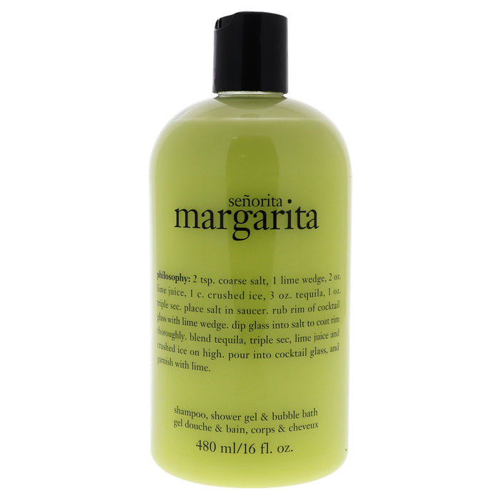 Senorita Margarita de Philosophy para unisex - Champú, gel de ducha y baño de burbujas de 16 oz