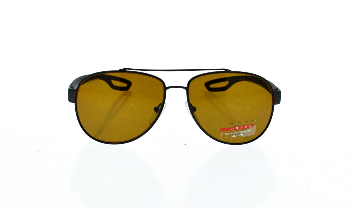 Prada SPS 55Q UEA-5Y1 - Brown Rubber-Brown Polarized by Prada for Men - 59-14-140 mm Sunglasses