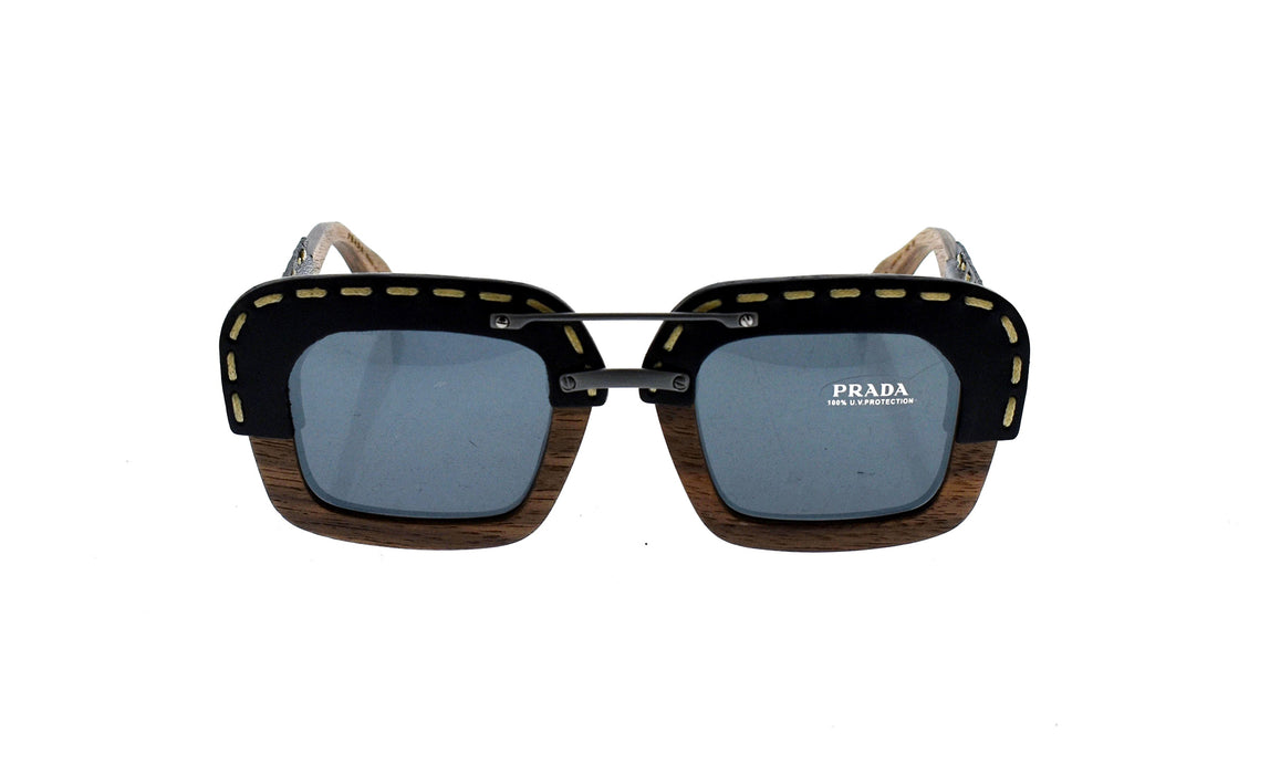 Prada SPR 26R UA6-1A1 - Nut Canaletto Black Leather-Grey Gradient by Prada for Unisex - 51-25-140 mm Sunglasses