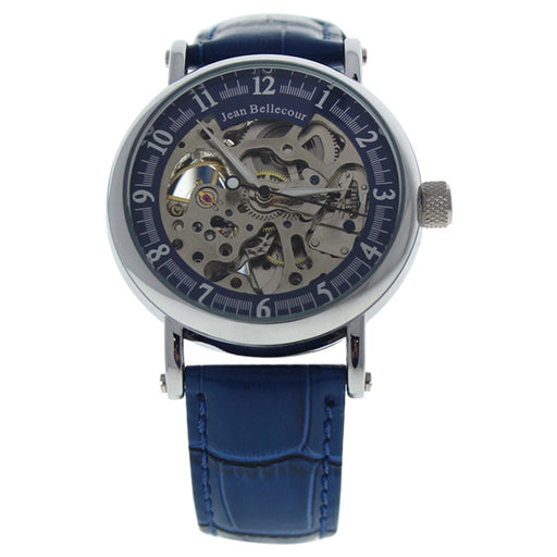 REDS29 Silver/Blue Leather Strap Watch by Jean Bellecour for Men - 1 Pc Watch