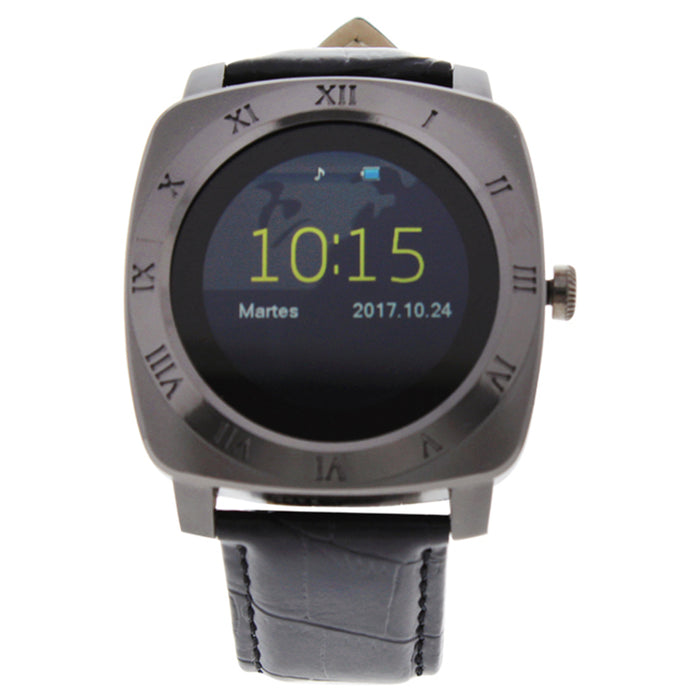 EK-F3 Montre Connectee Black Leather Strap Smart Watch by Eclock for Unisex - 1 Pc Watch