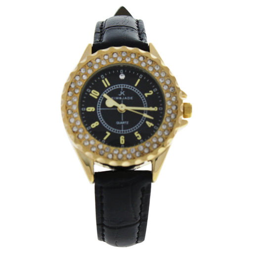 2033L-GBLBL Gold/Black Leather Strap Watch by Kim & Jade for Women - 1 Pc Watch