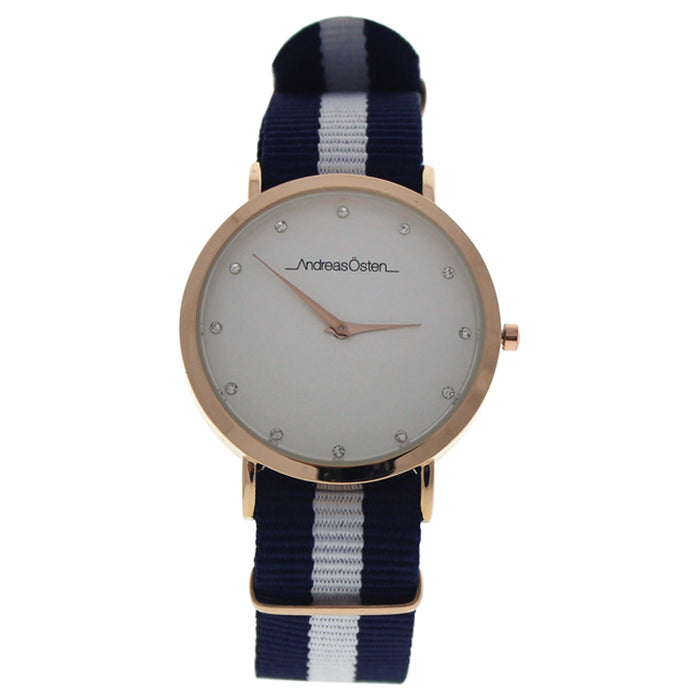 AO-19 Somand - Rose Gold/Navy Blue-White Nylon Strap Watch by Andreas Osten for Women - 1 Pc Watch