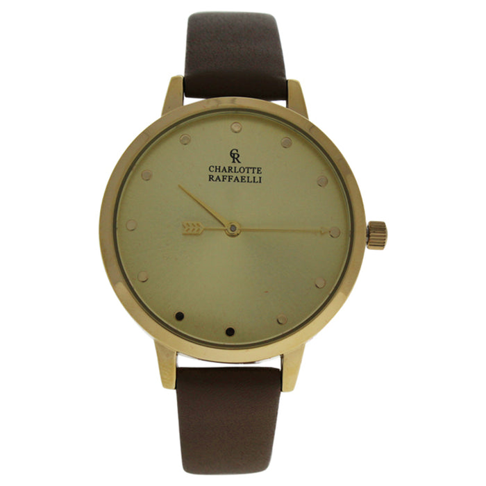 CRB005 La Basic - Gold/Brown Leather Strap Watch by Charlotte Raffaelli for Women - 1 Pc Watch