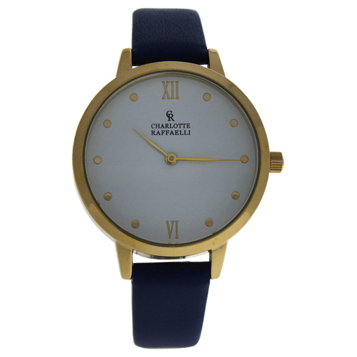 CRB008 La Basic - Gold/Blue Leather Strap Watch by Charlotte Raffaelli for Women - 1 Pc Watch