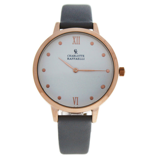 CRB009 La Basic - Rose Gold/Grey Leather Strap Watch by Charlotte Raffaelli for Women - 1 Pc Watch
