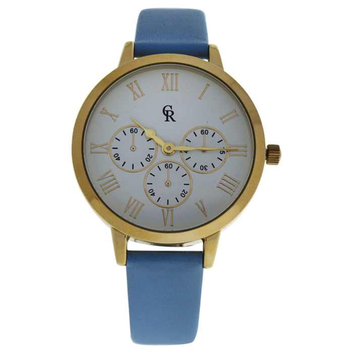 CRB011 La Basic - Gold/Light Blue Leather Strap Watch by Charlotte Raffaelli for Women - 1 Pc Watch