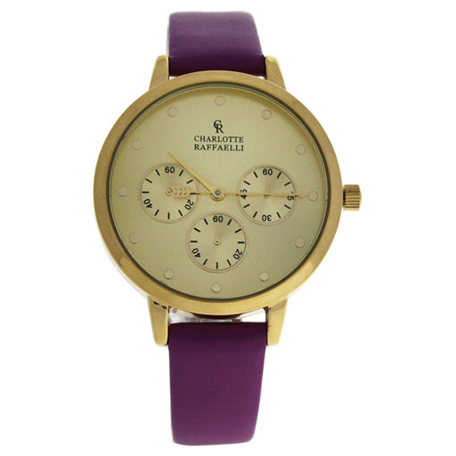 CRB014 La Basic - Gold/Purple Leather Strap Watch by Charlotte Raffaelli for Women - 1 Pc Watch