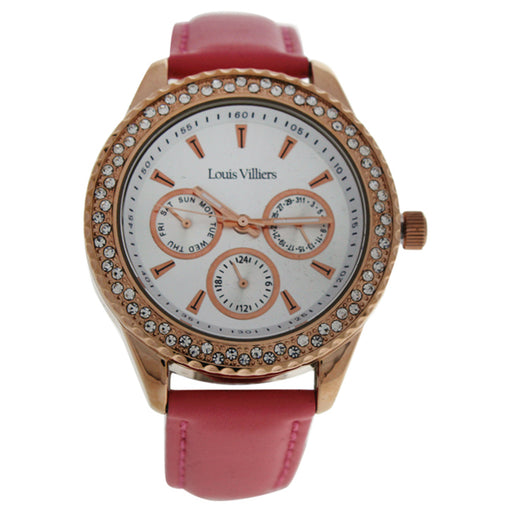 LV2079 Rose Gold/Pink Leather Strap Watch by Louis Villiers for Women - 1 Pc Watch