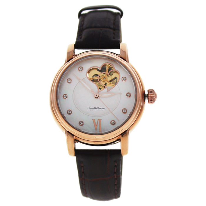 REDM1 Rose Gold/Brown Leather Strap Watch by Jean Bellecour for Women - 1 Pc Watch