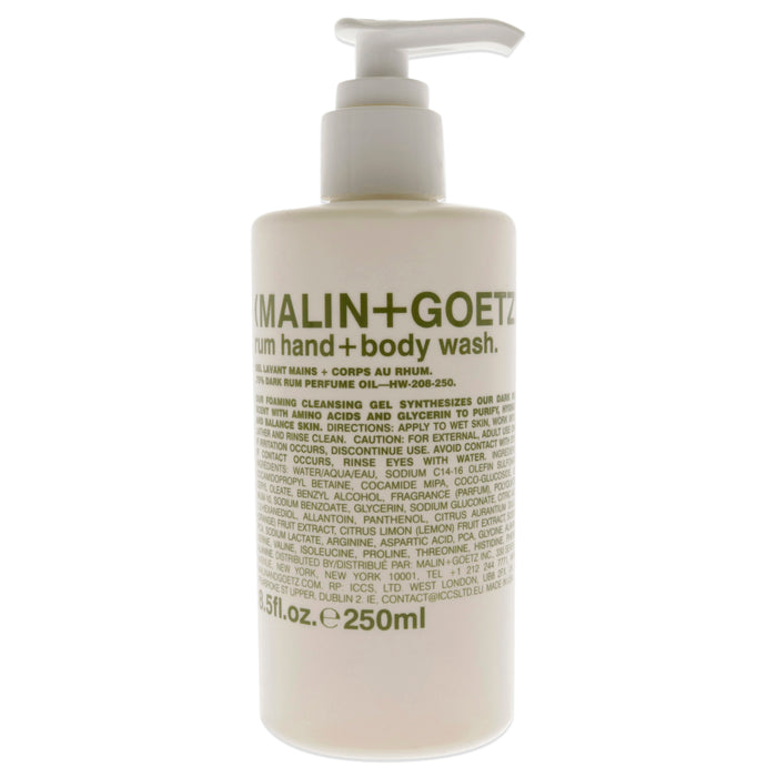 Gel de baño para manos y cuerpo con ron de Malin + Goetz para unisex - Gel de baño para manos y cuerpo de 8,5 oz