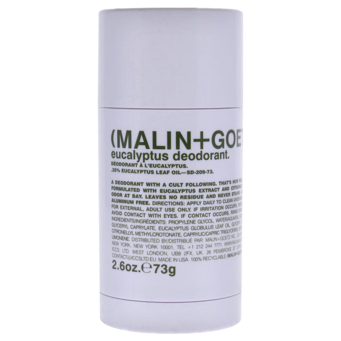 Stick déodorant à l'eucalyptus de Malin + Goetz pour unisexe - Stick déodorant 2,6 oz