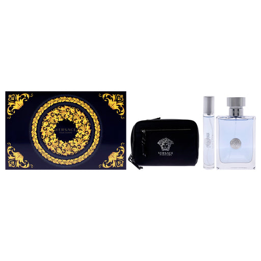 Versace Pour Homme by Versace for Men - 3 Pc Gift Set 3.4oz EDT Spray, 0.34oz EDT Spray, Pouch