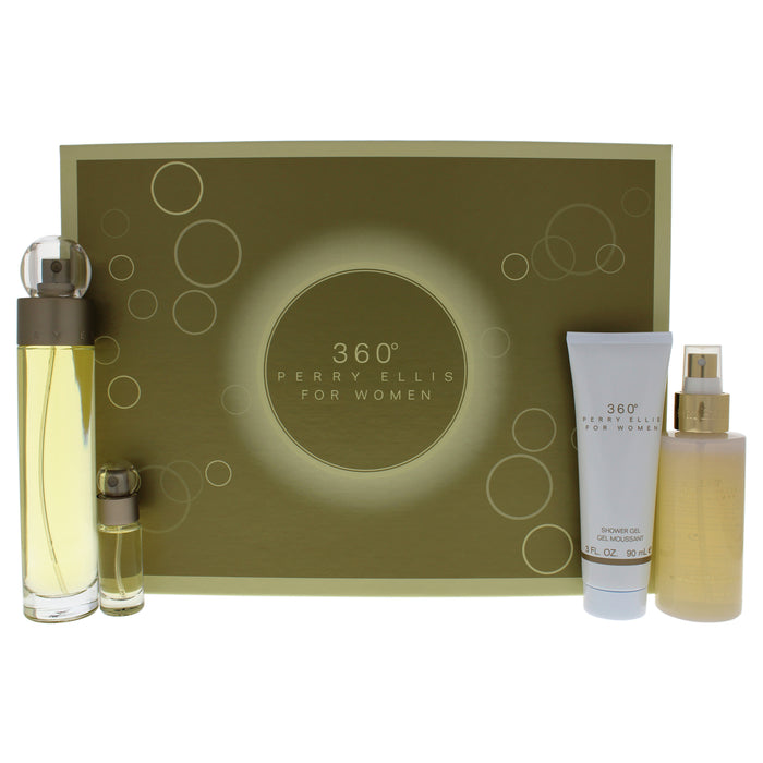 360 par Perry Ellis pour femme - Coffret 3 pièces Spray EDT 1 oz, Spray EDP Corail 1 oz, Spray EDP Violet 1 oz