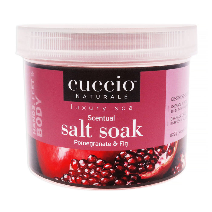 Remojo de sal perfumada de Luxury Spa - Granada e higo de Cuccio Naturale para unisex - Sal de baño de 29 oz