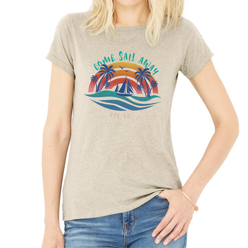 V-Neck Tee - Anchors Away by Delsol for Women - 1 Pc T-Shirt (Small)