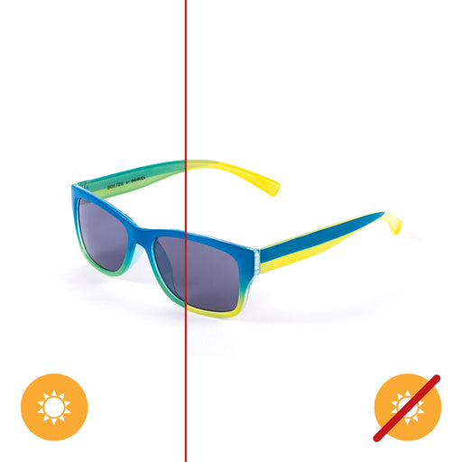 Kids Solize Hello Summer - Blue and Yellow to Green by DelSol for Kids - 1 Pc Sunglasses