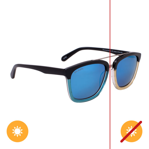Solize Who Loves the Sun - Black and Clear to Blue by DelSol for Unisex - 1 Pc Sunglasses