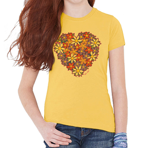 Kids Crew Tee - I Heart Flowers by DelSol for Kids - 1 Pc T-Shirt (YXS)