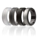 Silicone Wedding Ring - Step Edge Style Set by ROQ for Men - 4 x 9 mm Beveled Metalic Platinum, Black, Grey, Silver