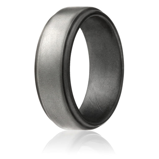 Silicone Wedding Ring - Step Edge Style - Platinum by ROQ for Men - 9 mm Ring