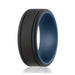 Silicone Wedding Ring - Duo Collection 2 Thin Lines - Blue-Black by ROQ for Men - 10 mm Ring