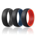 Silicone Wedding Ring - Duo Collection Dome Style Set by ROQ for Men - 3 x 9 mm Grey-Black, Blue-Black, Red-Black