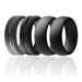 Silicone Wedding Ring - Engraved Middle Line and Dome Style Set by ROQ for Men - 4 x 15 mm 2-Black, 2-Grey